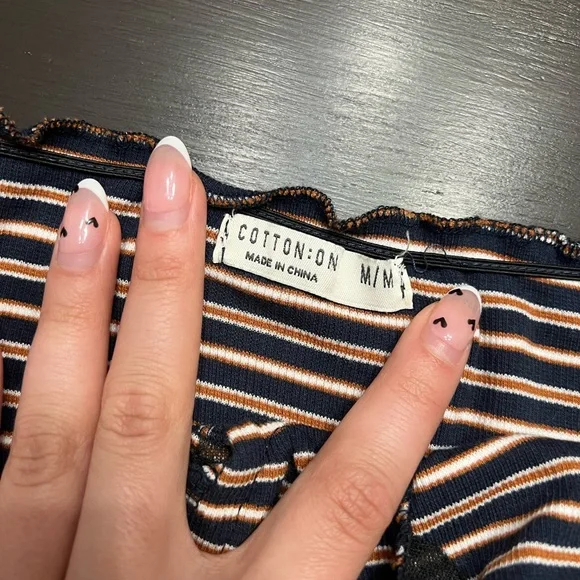 Cotton On - Blue/Brown/White Striped Top - Picture 2 of 3